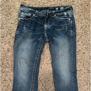 Miss Me Womens Cuffed Capris -  Dark Wash Size 27 - MISSING front button